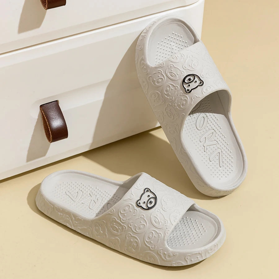 Summer Fashion Slippers Printting Little Bear Sandals Indoor Bathroom Non-slip Soft Women Dormitory Casual Shoes Couple