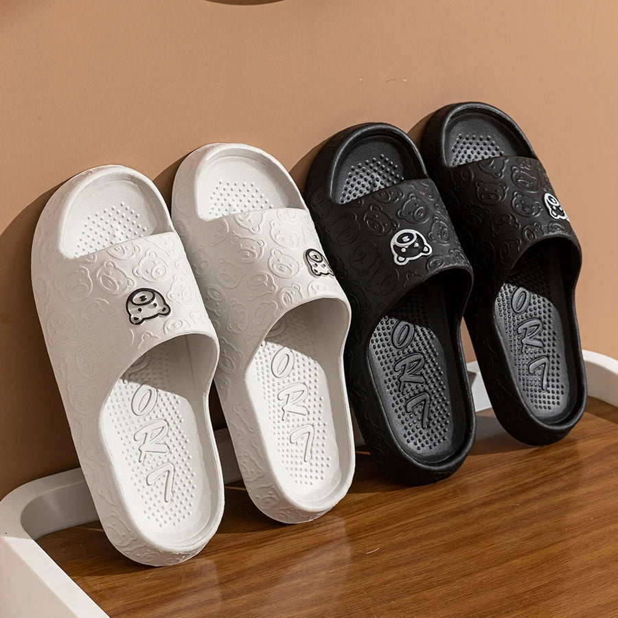 Summer Fashion Slippers Printting Little Bear Sandals Indoor Bathroom Non-slip Soft Women Dormitory Casual Shoes Couple