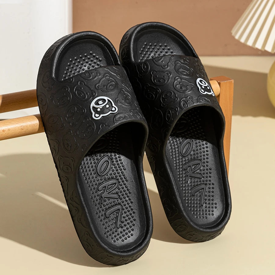 Summer Fashion Slippers Printting Little Bear Sandals Indoor Bathroom Non-slip Soft Women Dormitory Casual Shoes Couple