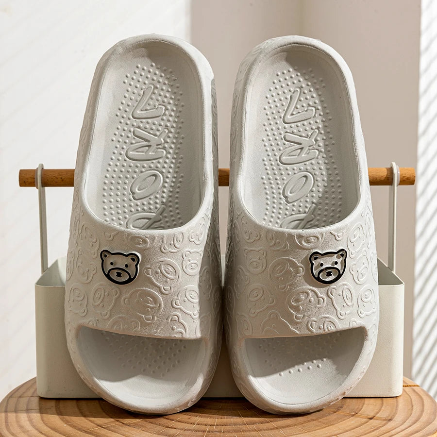 Summer Fashion Slippers Printting Little Bear Sandals Indoor Bathroom Non-slip Soft Women Dormitory Casual Shoes Couple