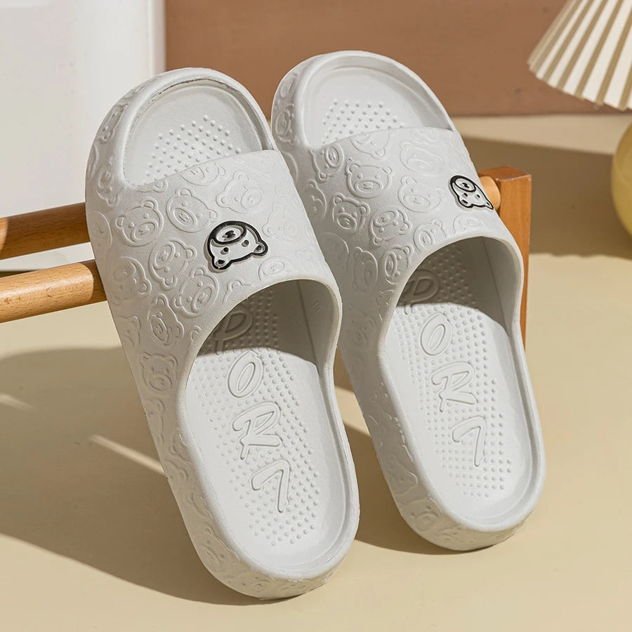 Summer Fashion Slippers Printting Little Bear Sandals Indoor Bathroom Non-slip Soft Women Dormitory Casual Shoes Couple