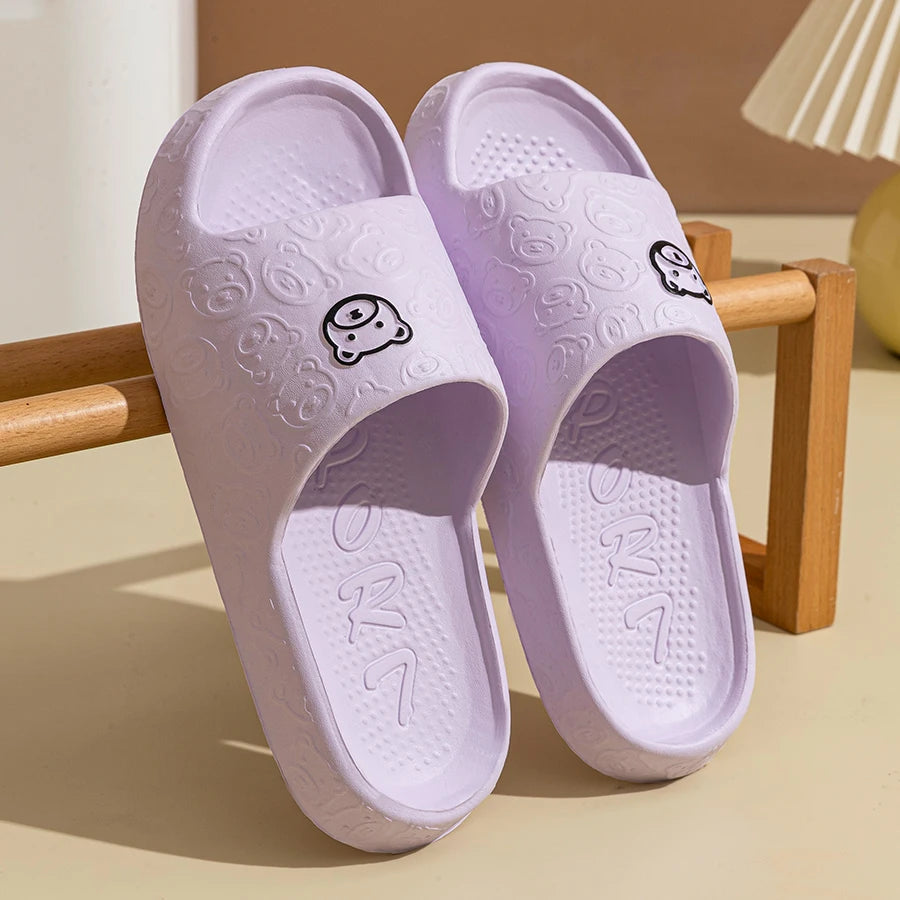 Summer Fashion Slippers Printting Little Bear Sandals Indoor Bathroom Non-slip Soft Women Dormitory Casual Shoes Couple