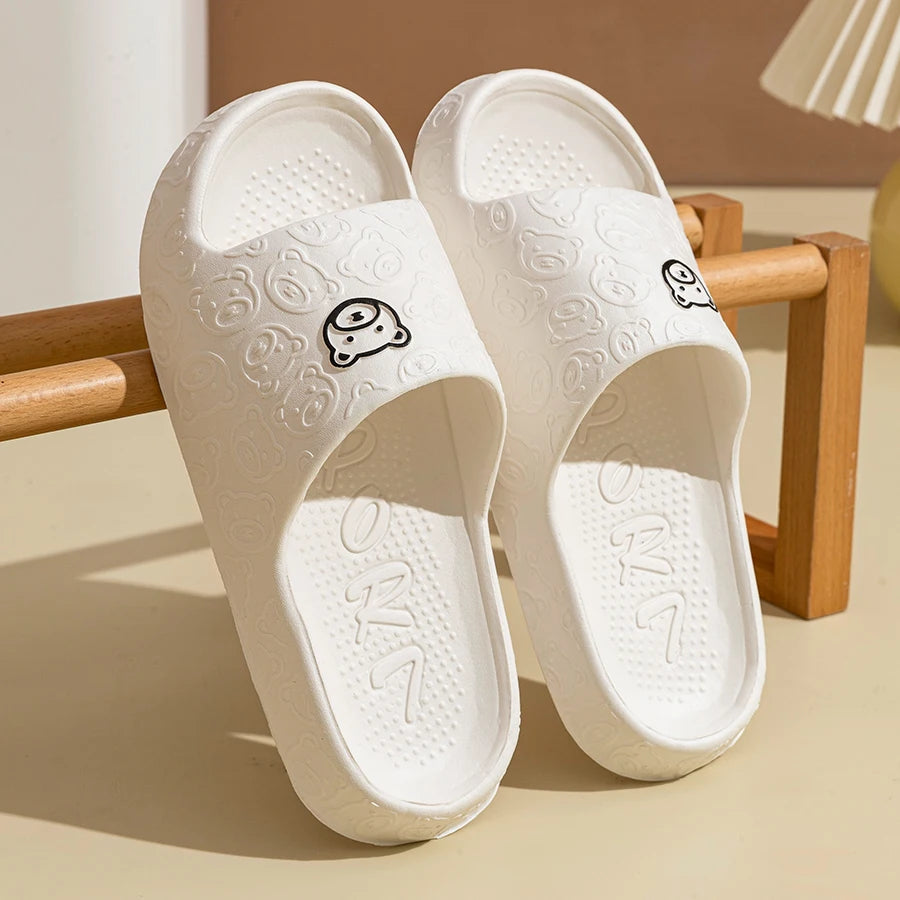 Summer Fashion Slippers Printting Little Bear Sandals Indoor Bathroom Non-slip Soft Women Dormitory Casual Shoes Couple