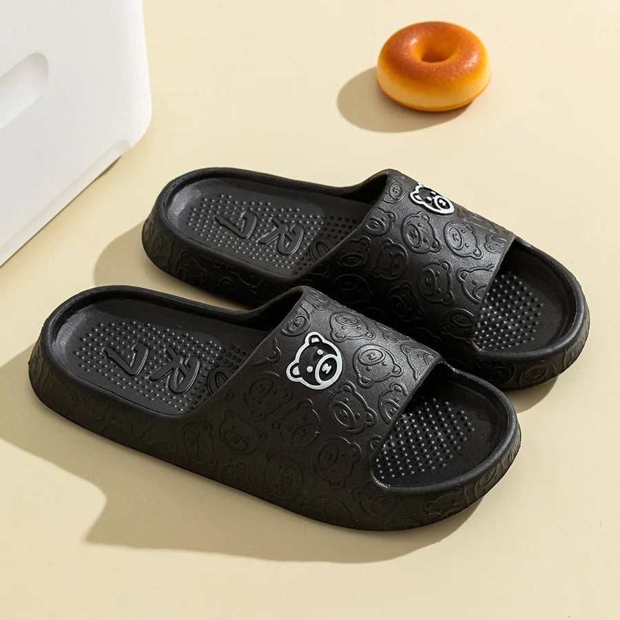 Summer Fashion Slippers Printting Little Bear Sandals Indoor Bathroom Non-slip Soft Women Dormitory Casual Shoes Couple