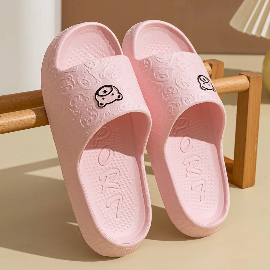 Summer Fashion Slippers Printting Little Bear Sandals Indoor Bathroom Non-slip Soft Women Dormitory Casual Shoes Couple